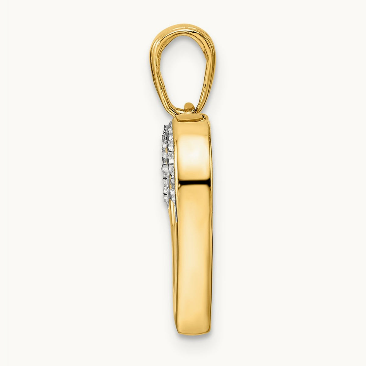 Diamond-cut Fancy Heart Pendant, 14K with White Rhodium