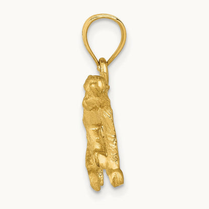Diamond-cut Monkey Pendant, 14K