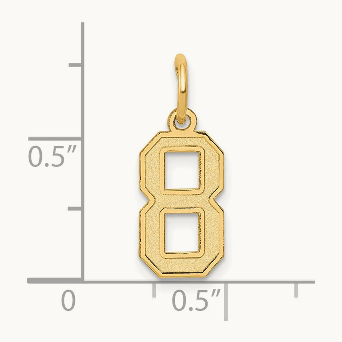 Small Satin Number 8 Charm — 14K Yellow Gold