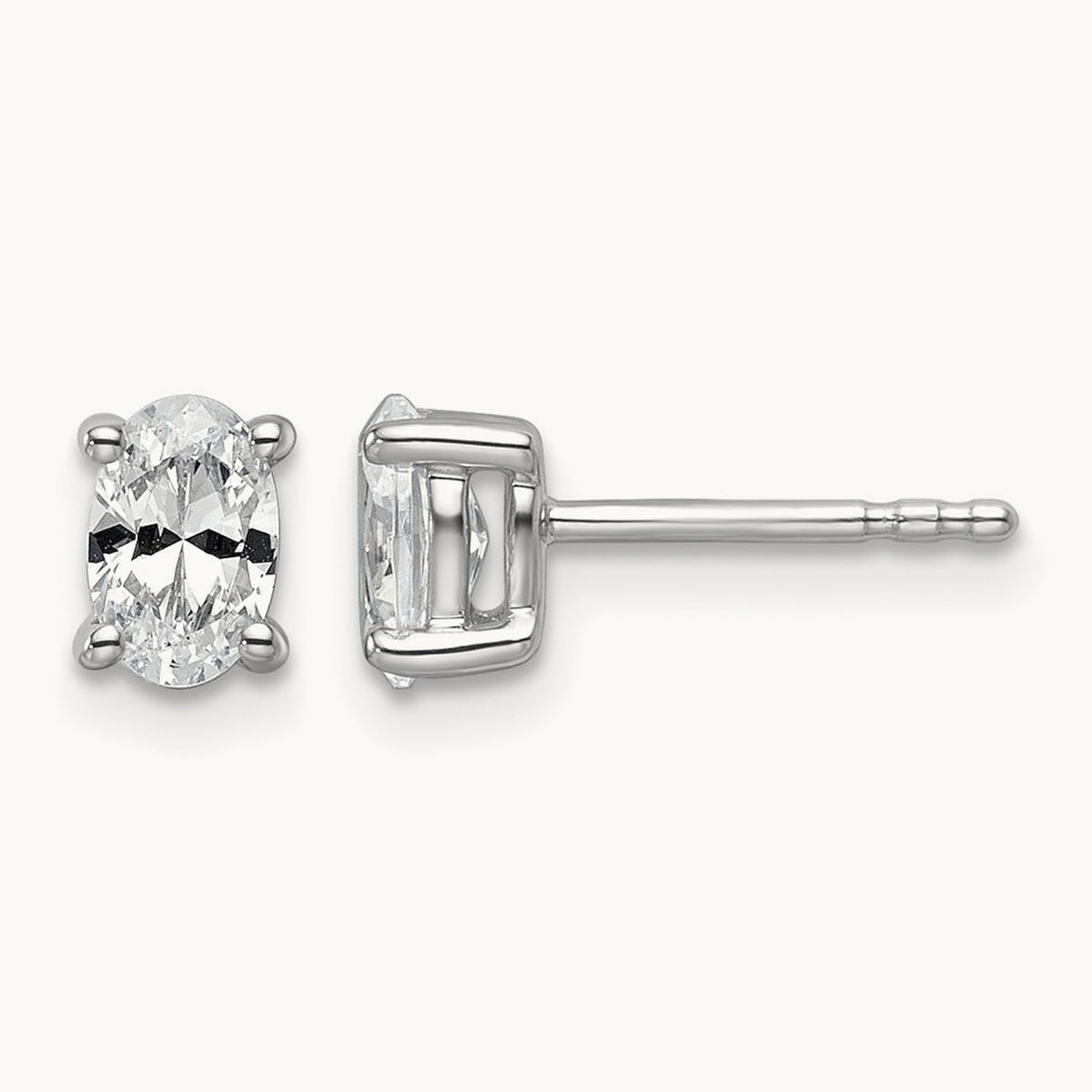 Oval Four-Prong Stud Earrings, 0.50-6.00 ct tw Lab-Grown Diamond — 3/4 ct, 14K White Gold