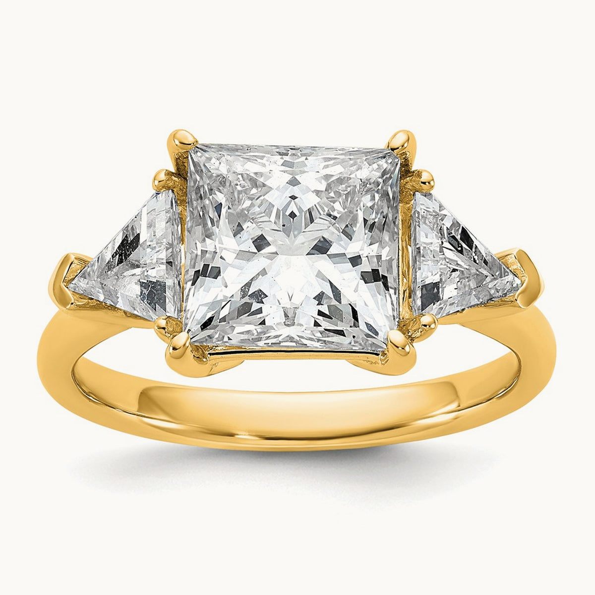 Princess/Trillion Engagement Ring, 1.50-4.00 ct tw Lab-Grown Diamond — 4 1/8 ct, 14K Yellow Gold