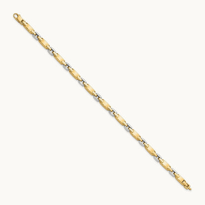Polished Fancy Link Bracelet, 14K Two-tone