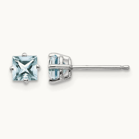 Aquamarine Earrings, 14K White Gold