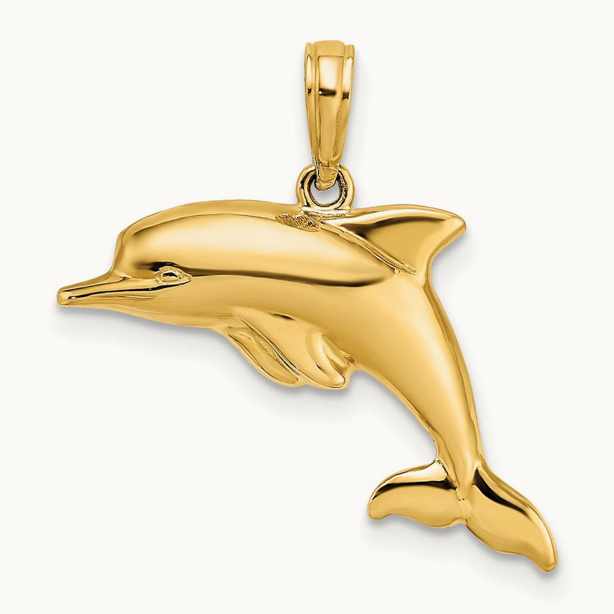 w/Rhodium 3-D Reversible Puffed Dolphin Charm, 14K
