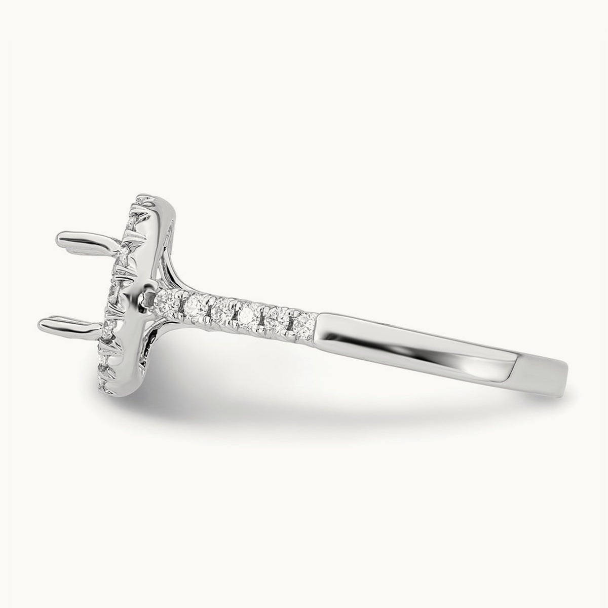 Semi-Mount Engagement Ring, 0.25-0.50 ct tw Lab-Grown Diamond — 1/2 ct (holds 2 ct center) · VS/SI (Great), 14K White Gold, 7