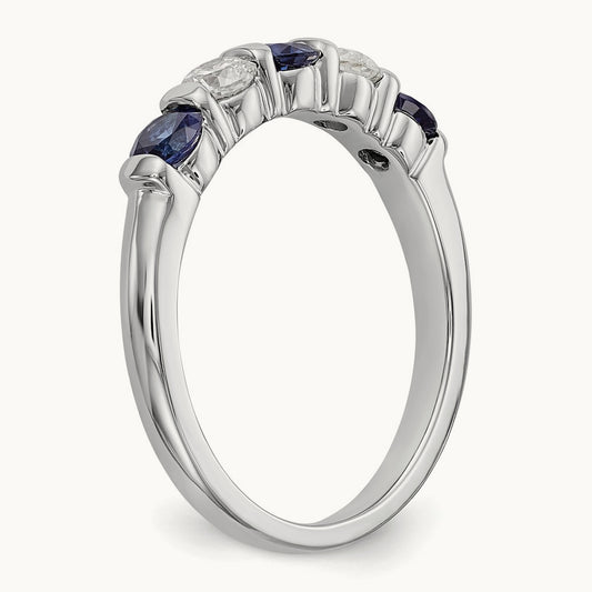 Diamond w/Sapphire Band, 14K White Gold