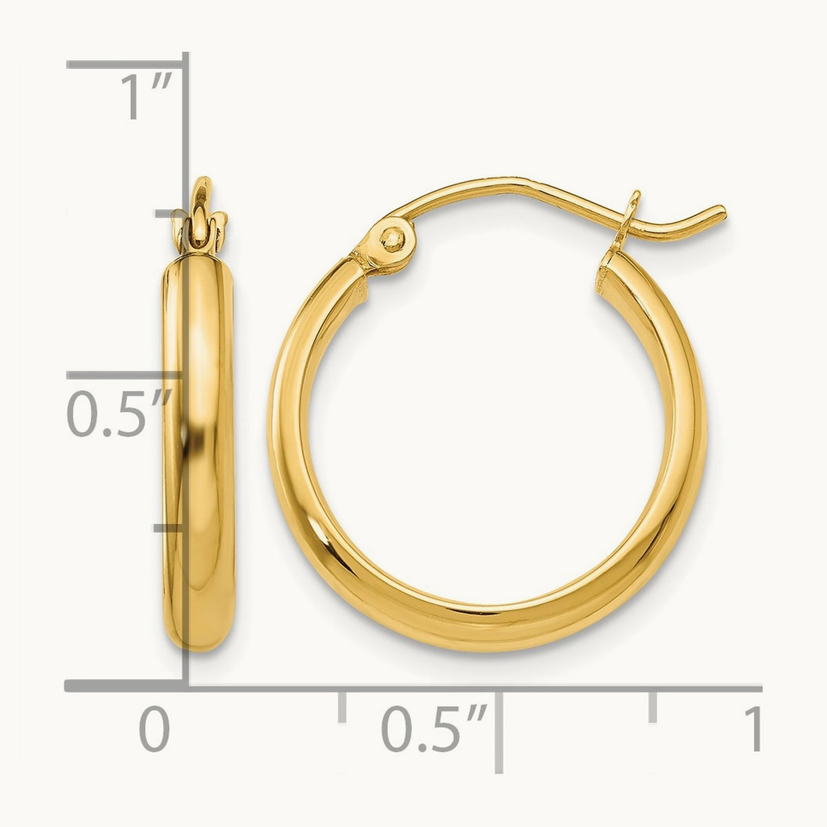 Round Tube Hoop Earrings — 14K Yellow Gold, 18mm