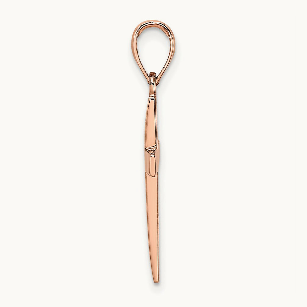 Polished Beveled Cross Charm — 14K Rose Gold