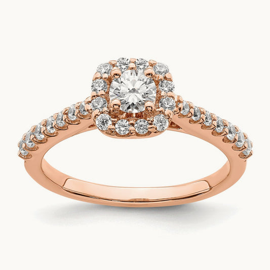 Halo Engagement Ring, 0.75 ct tw Lab-Grown Diamond