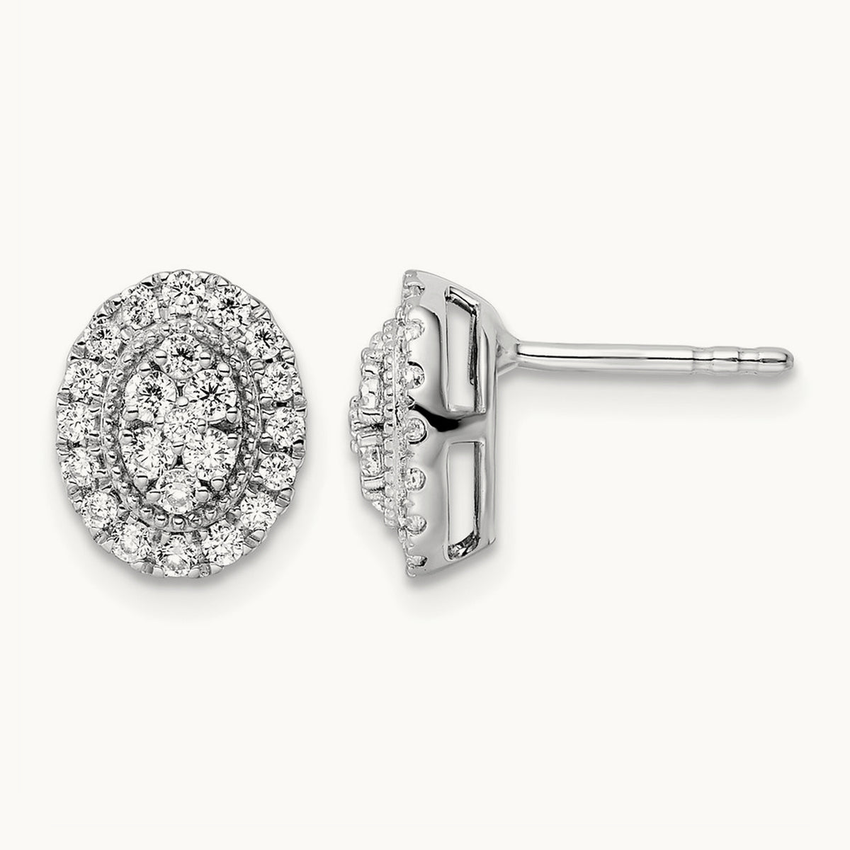Oval Halo Post Earrings, 0.50 ct tw Lab-Grown Diamond