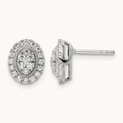 Oval Halo Post Earrings, 0.50 ct tw Lab-Grown Diamond