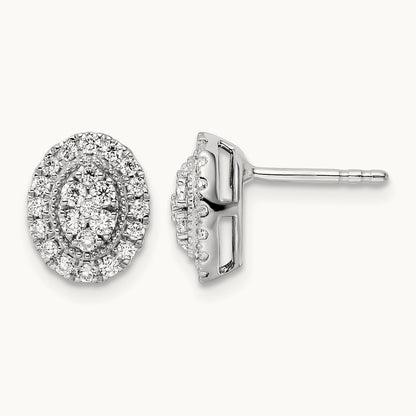 Oval Halo Post Earrings, 0.50 ct tw Lab-Grown Diamond