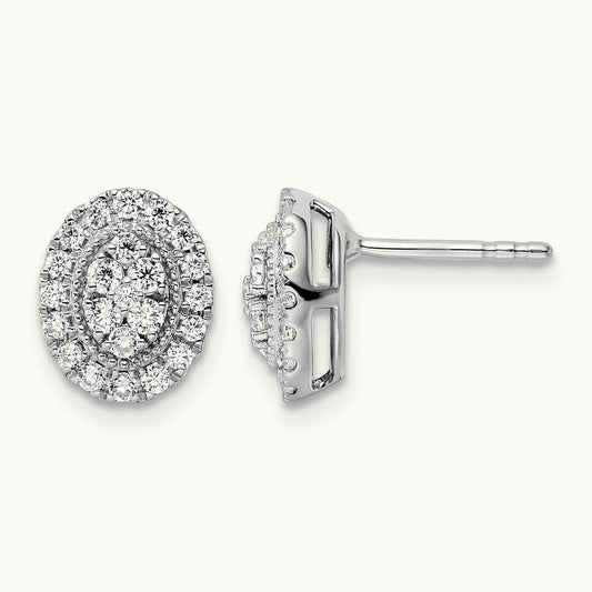 Oval Halo Post Earrings, 0.50 ct tw Lab-Grown Diamond