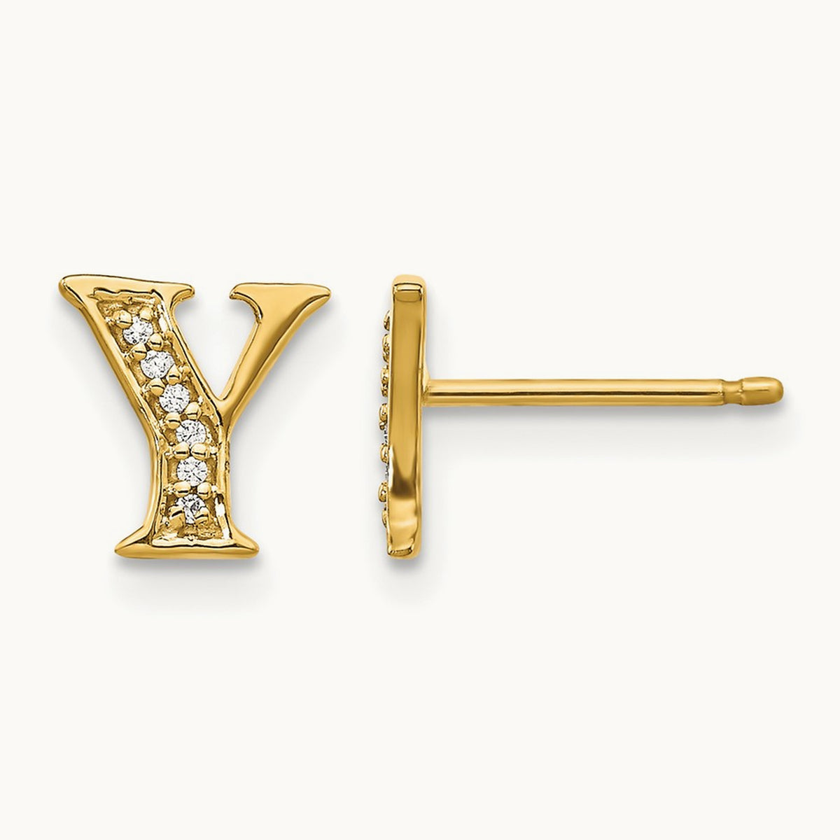 Diamond Initial Y Earrings, 14K
