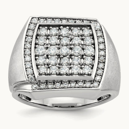 IBGoodman Men's Polished & Satin Diamond Cluster Ring, 14K White Gold