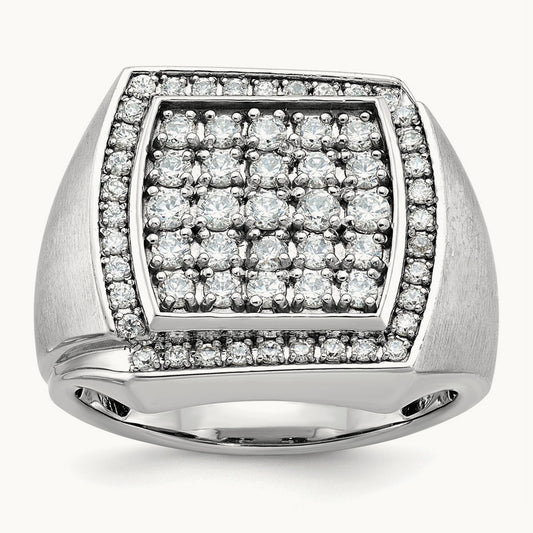 IBGoodman Men's Polished & Satin Diamond Cluster Ring, 14K White Gold