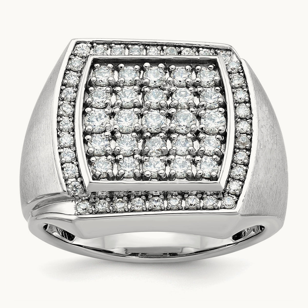 IBGoodman Men's Polished & Satin Diamond Cluster Ring, 14K White Gold