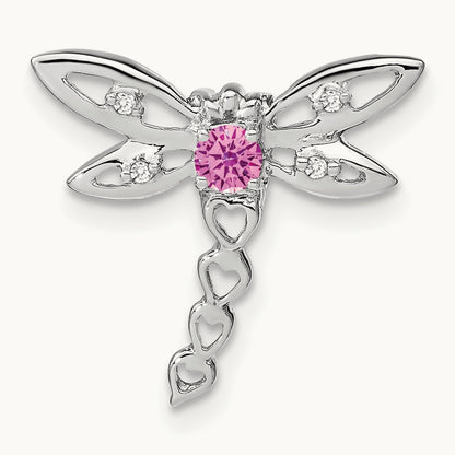 Cr. Pink Sapphire and Diamond Dragonfly Chain Slide, 14K White Gold
