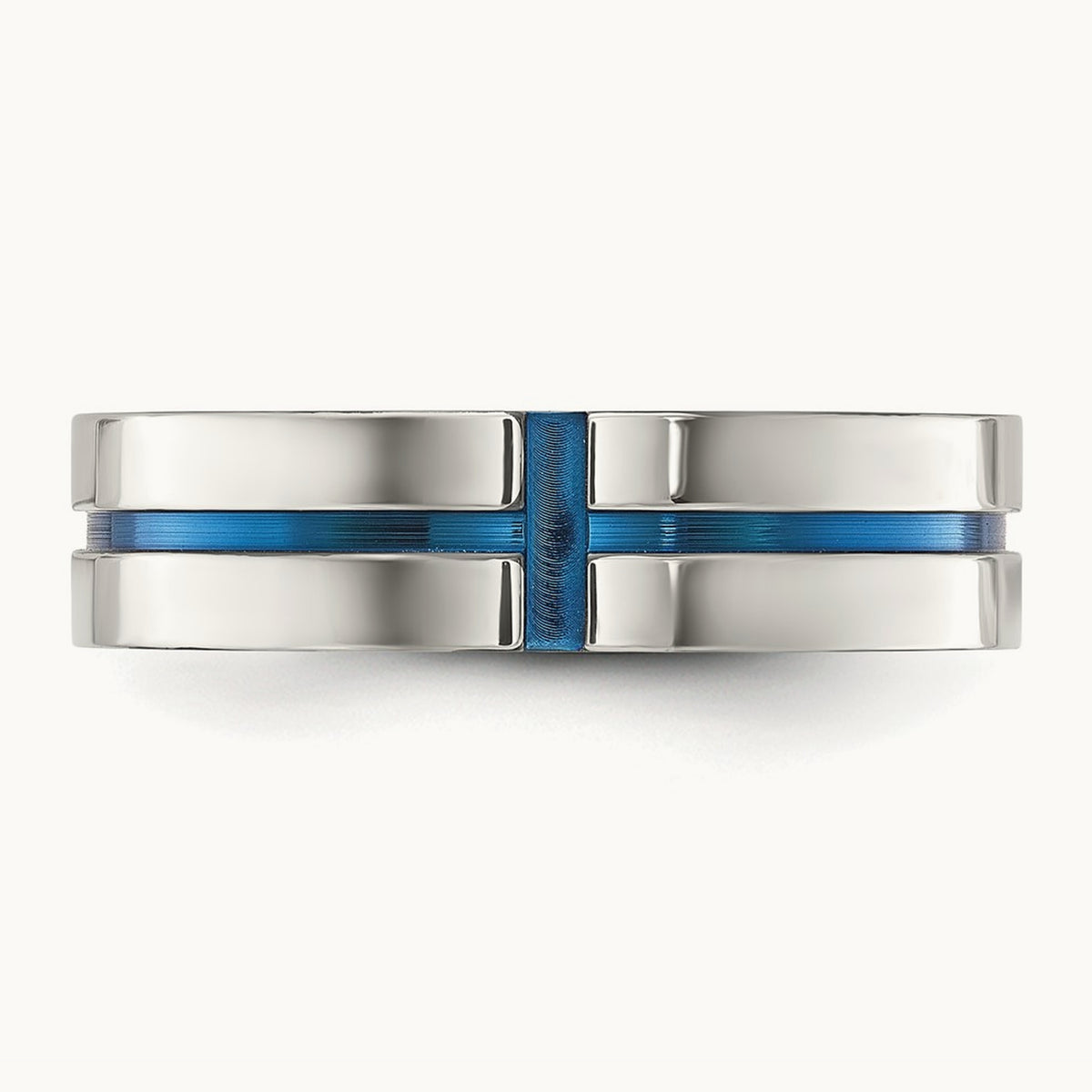 Polished Blue IP-plated Grooved Band, 6mm, Stainless Steel