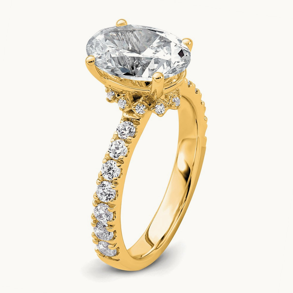 Oval Semi-Mount Solitaire Engagement Ring, 0.25-0.50 ct tw Lab-Grown Diamond — 5/8 ct, VS/SI (Great), 14K Yellow Gold