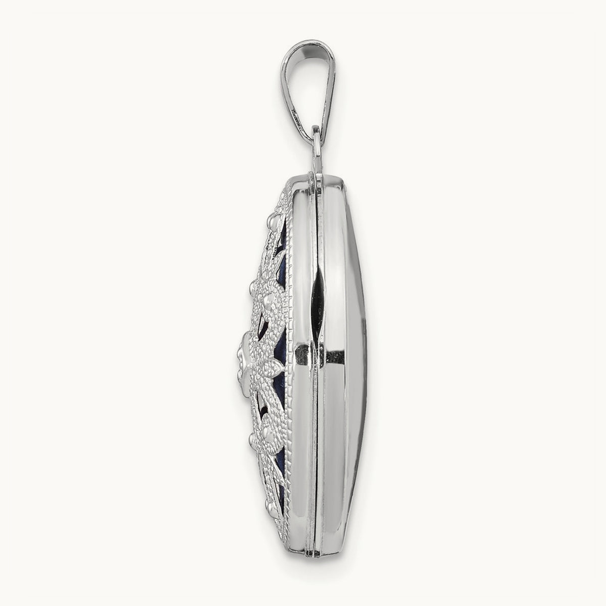 Diamond Vintage Oval Locket, 21mm, 14K White Gold