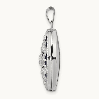 Diamond Vintage Oval Locket, 21mm, 14K White Gold