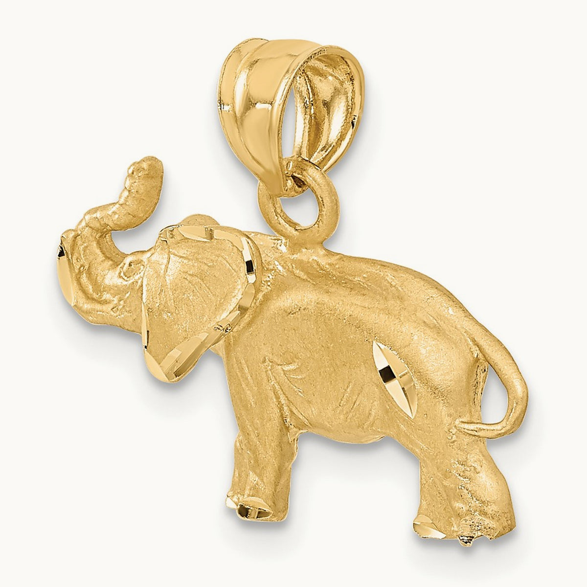 Diamond-cut Elephant Pendant, 14K