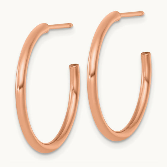 2.0 x Polished Post Hoop Earrings — 14K Rose Gold