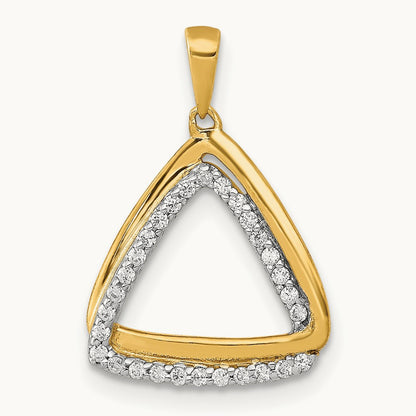 Diamond Double Triangle Pendant — 14K Yellow Gold