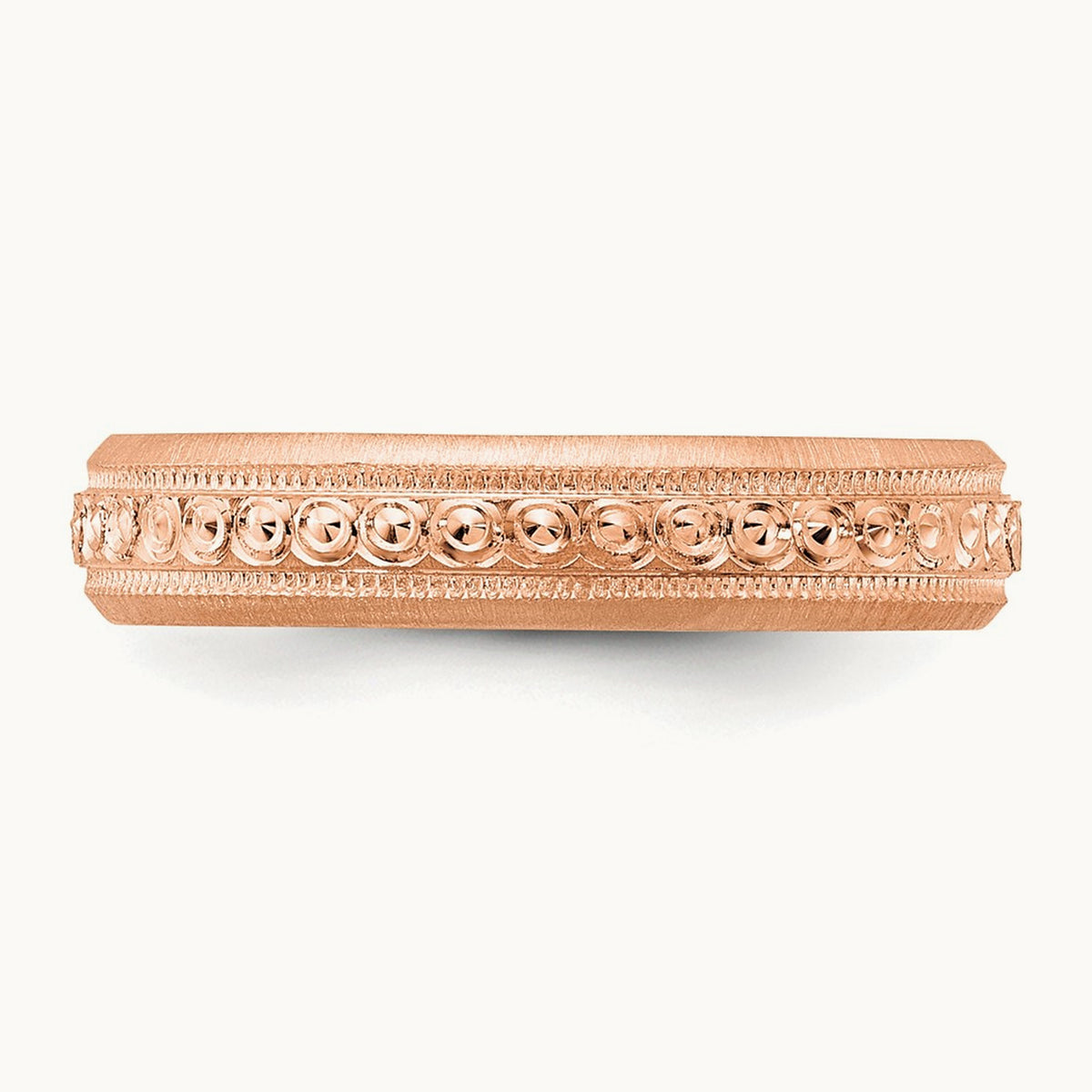Design Etched Wedding Band — 14K Rose Gold, 3mm