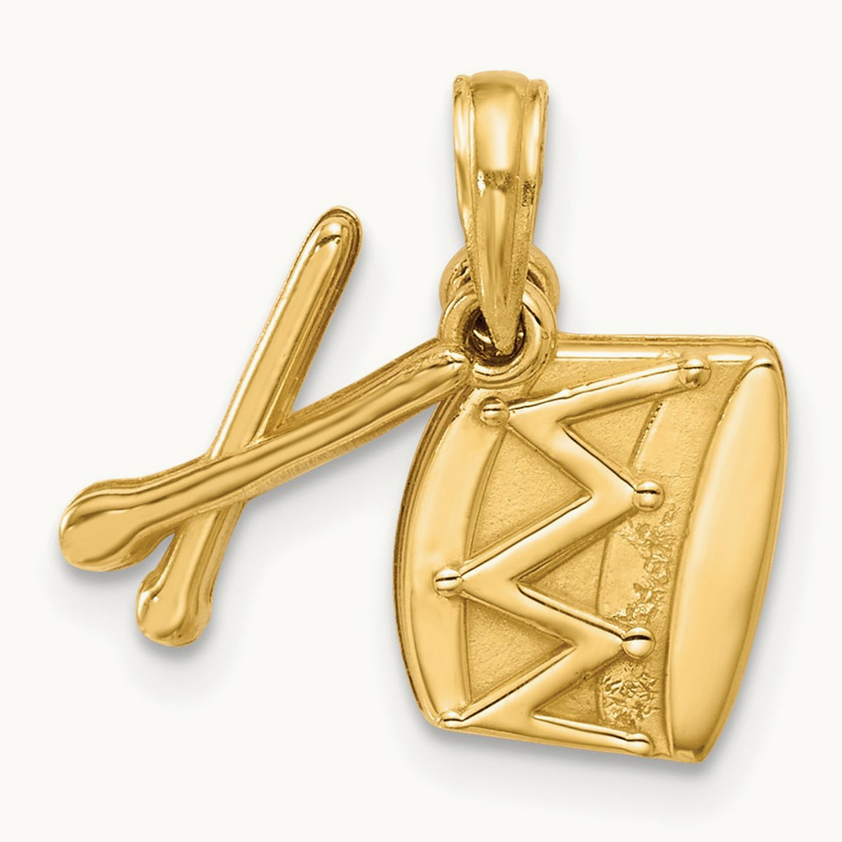 Polished Drumsticks and Drum Pendant, 14K