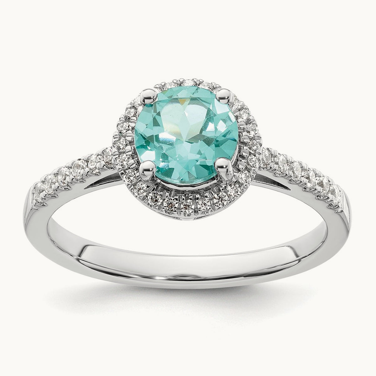 Created Paraiba Ring, 0.20 ct tw Lab-Grown Diamond