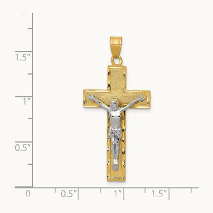 Diamond-cut Crucifix Pendant, 14K Two-tone