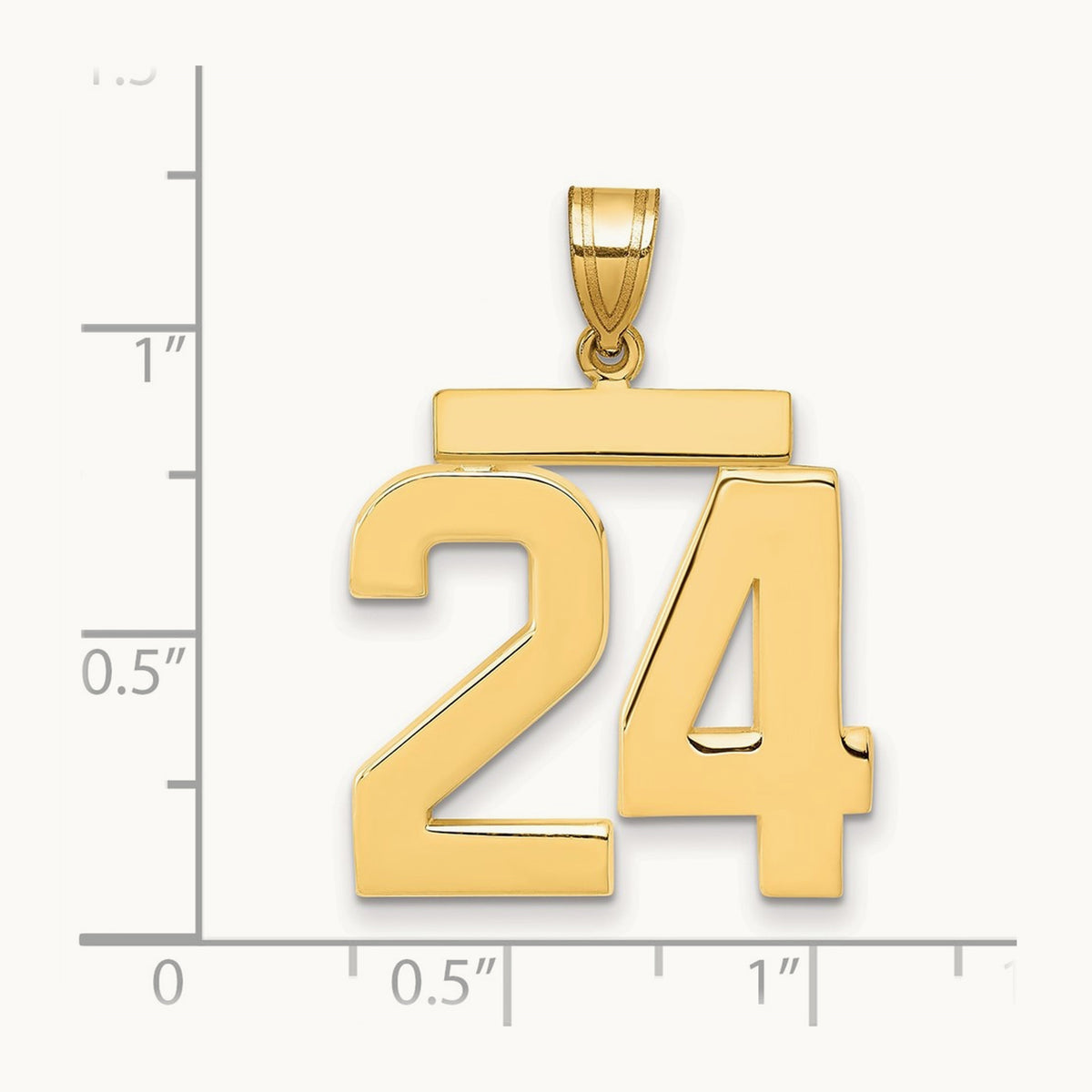 Large Polished Number 24 Charm, 14K