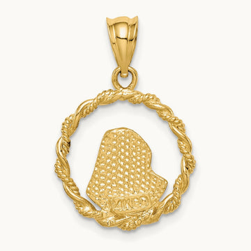 Brushed & Polished Diamond-cut Virgin Mary Pendant — 14K Yellow Gold