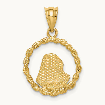Brushed & Polished Diamond-cut Virgin Mary Pendant — 14K Yellow Gold