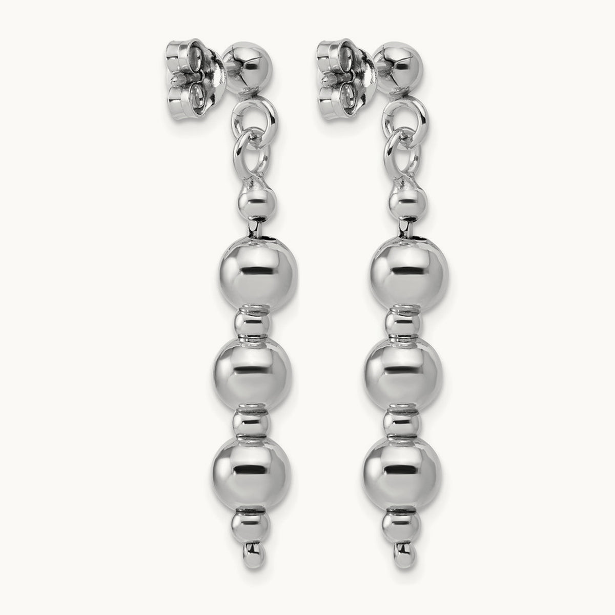 Rhodium-Plated Ball Dangle Post Earrings, Sterling Silver — Leslie's