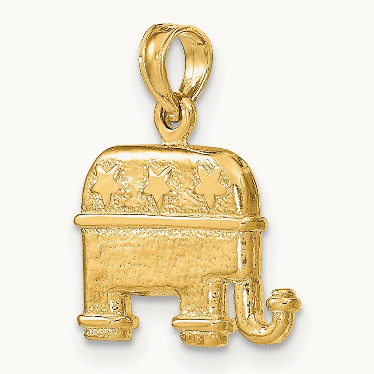 3-D Textured Republican Elephant Charm, 14K
