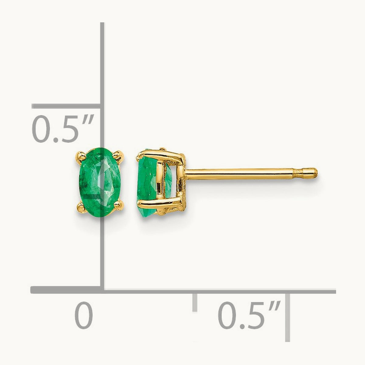 Emerald Post Earrings, 14K