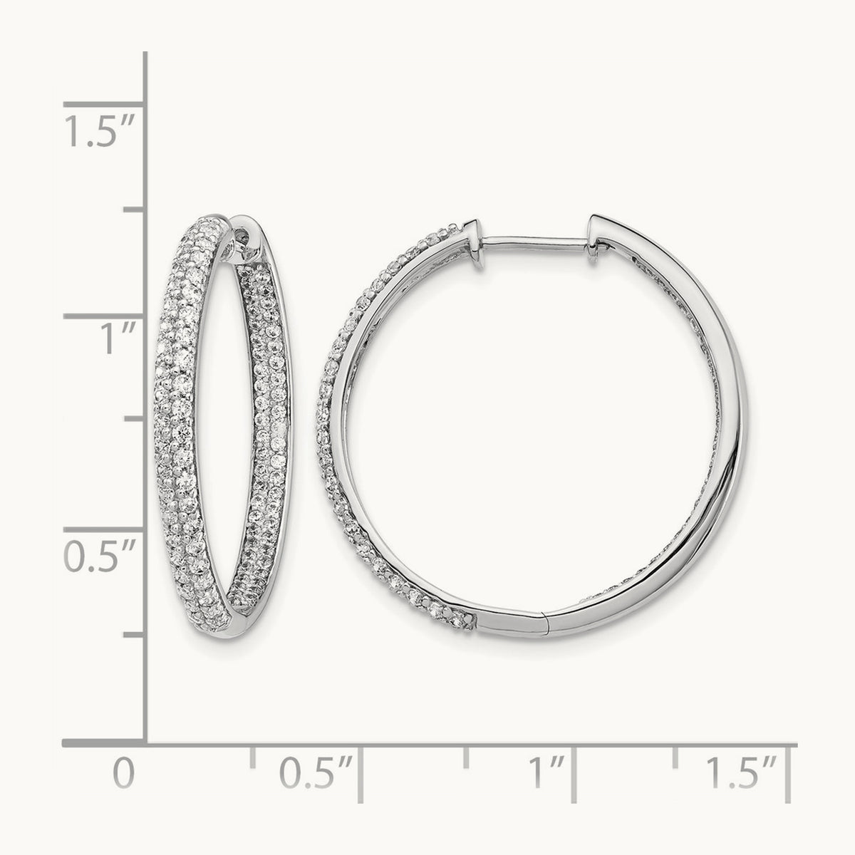Diamond In/Out Hinged Hoop Earrings — 26mm