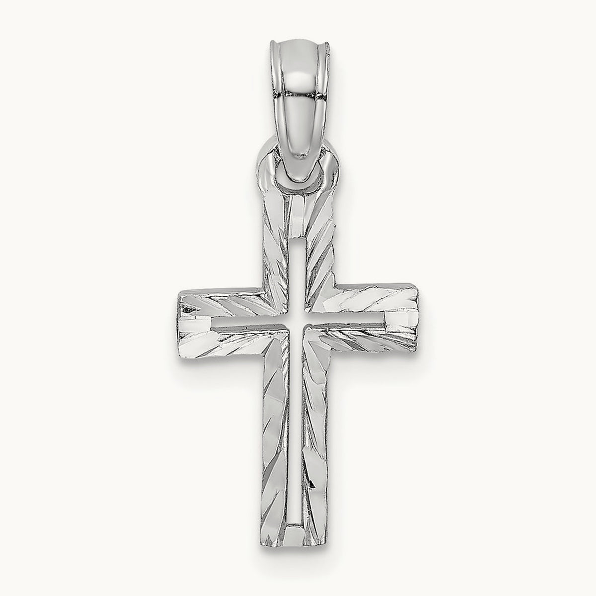 D/C Cross Charm — 14K White Gold, 21.85mm