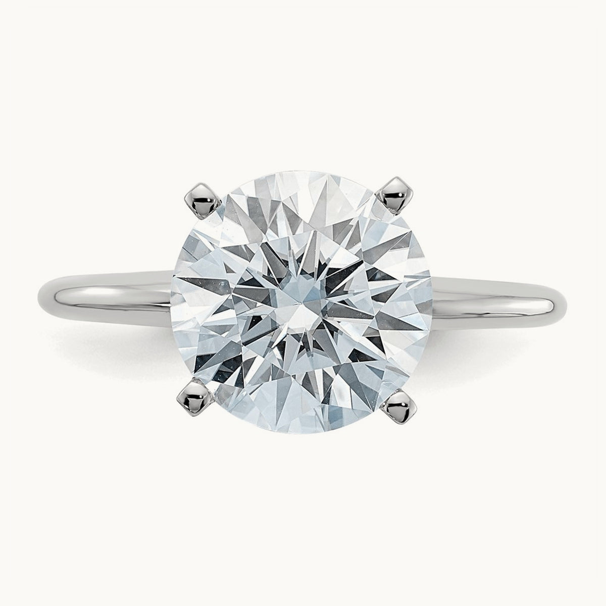 Round Solitaire Engagement Ring, 3.00 ct tw Lab-Grown Diamond — 14K White Gold