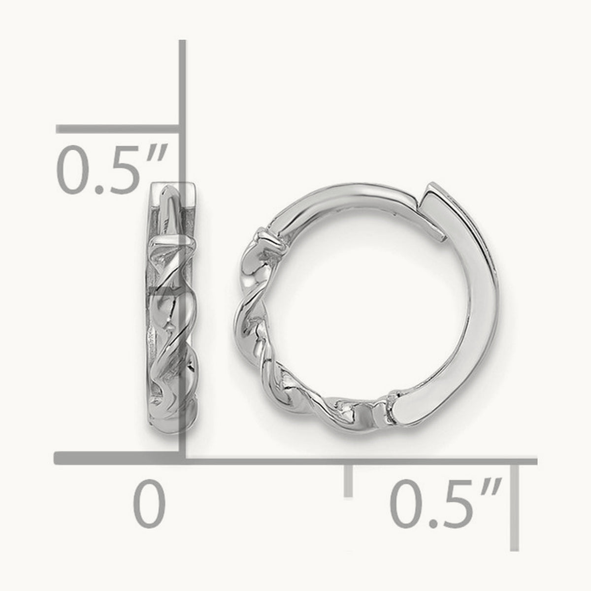 Polished Twisted Huggie Hoop Earrings, 14K White Gold — Leslie's