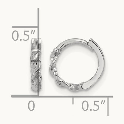 Polished Twisted Huggie Hoop Earrings, 14K White Gold — Leslie's