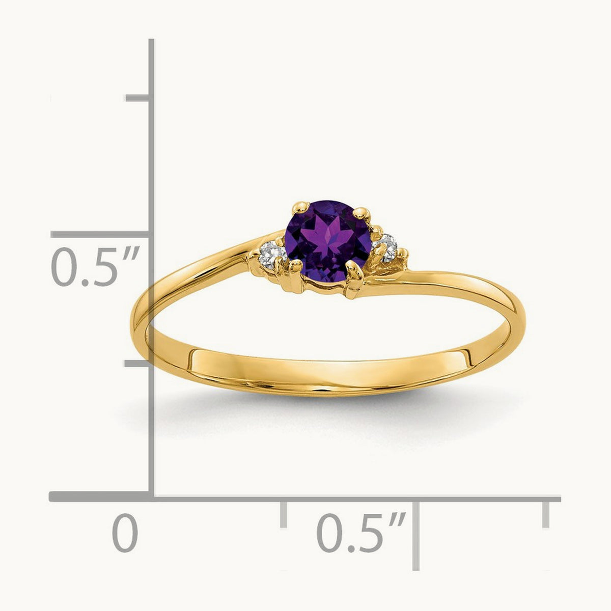 Amethyst AA Diamond ring, 4mm, 14K