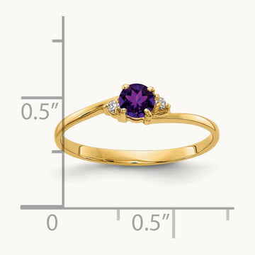 Amethyst AA Diamond ring, 4mm, 14K