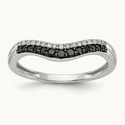Black and White Diamond Band, 14K White Gold