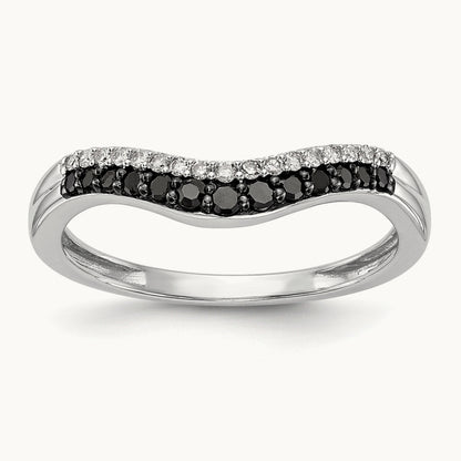 Black and White Diamond Band, 14K White Gold