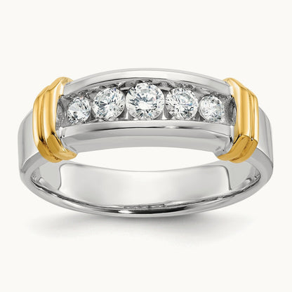 5 Stone Men's Ring, 0.50 ct tw Lab-Grown Diamond