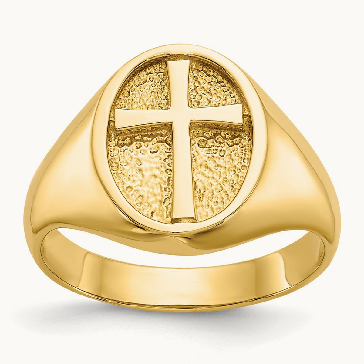Polished Eternal Life Cross Ring, 14K